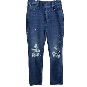 Free People We The Free High Waist Distressed Straight Jeans Sz 30